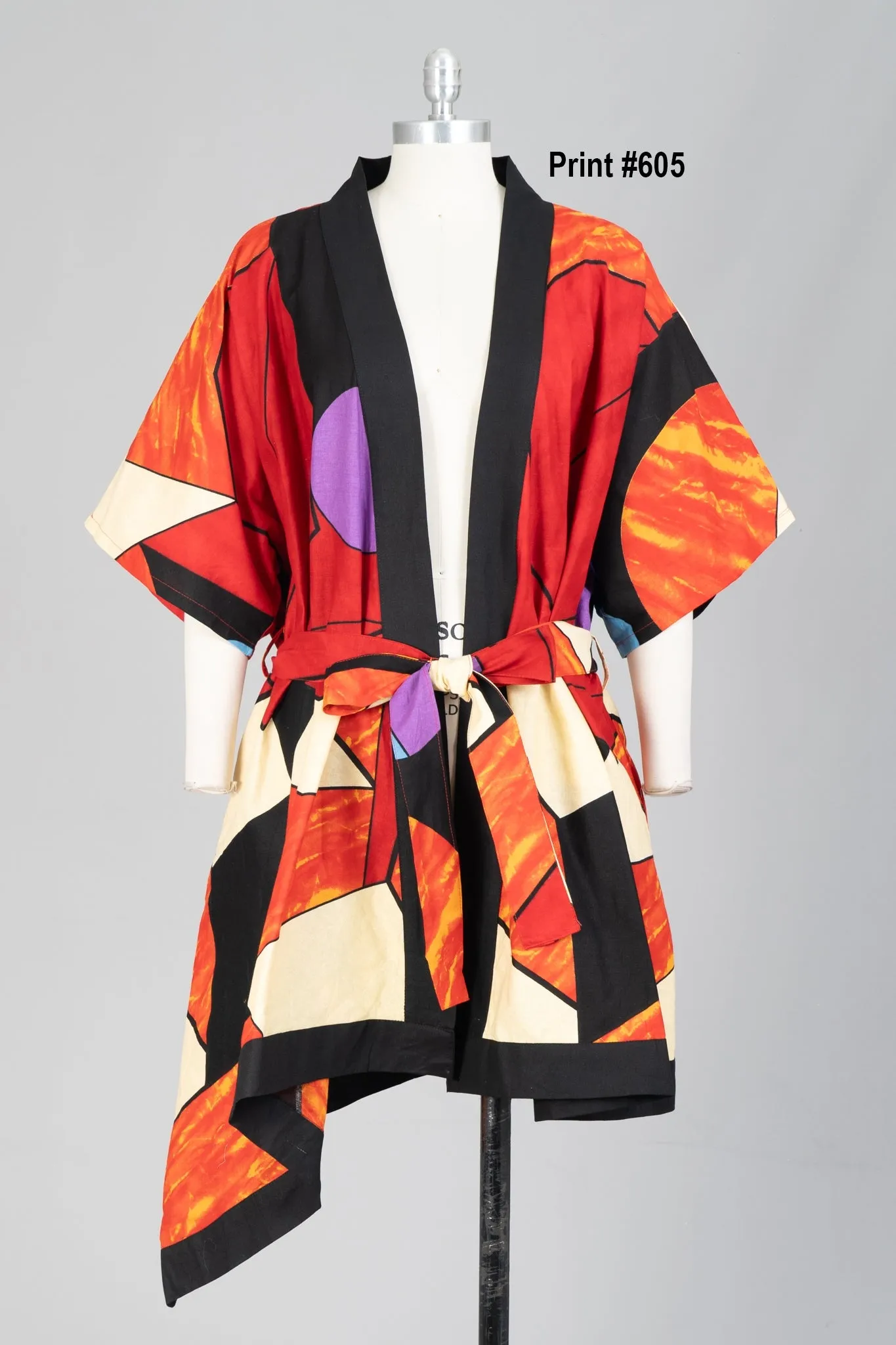 KaraChic 7786 Authentic African Print Belted Kimono Jacket