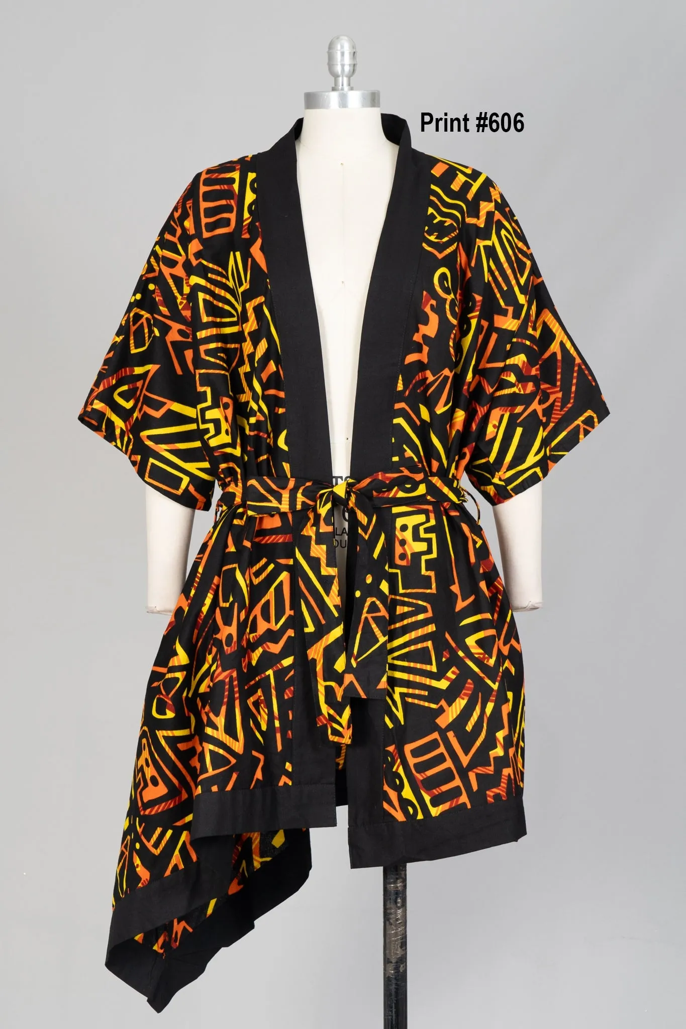 KaraChic 7786 Authentic African Print Belted Kimono Jacket