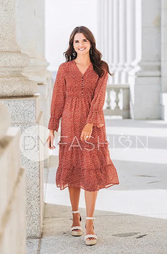 Kennedy Rust Floral Dress - DM Exclusive - Maternity & Nursing Friendly -  Restocked