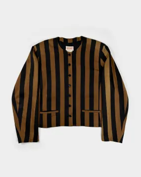 Kenzo Brown & Black Stipes Colarless Jacket 1990's