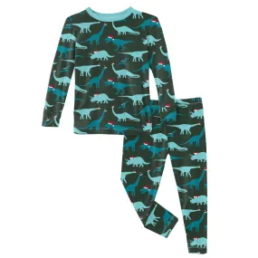 KicKee Pants Santa Dinos L/S Pajama Set