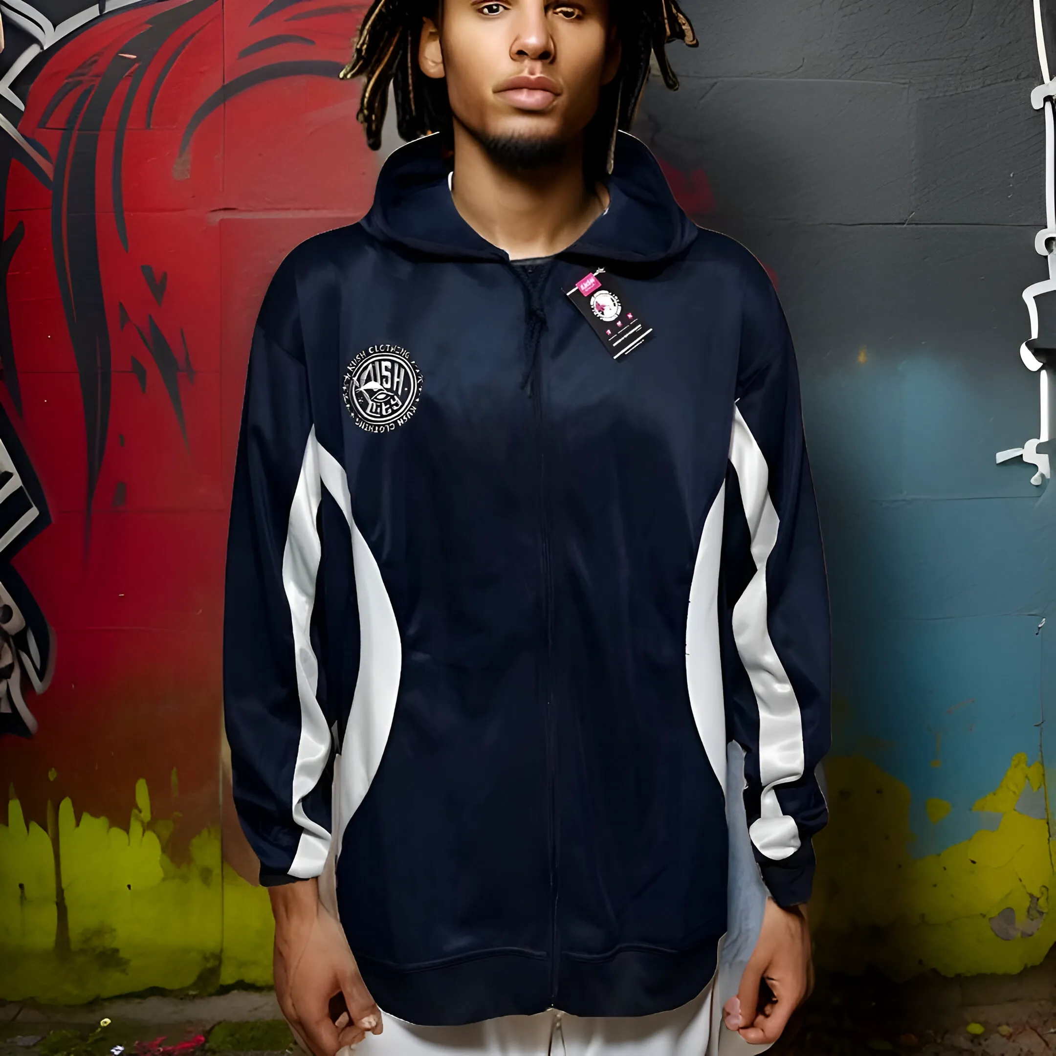 ^KUSH CLOTHING^ (NAVY-WHITE) ZIP UP TRACK JACKETS