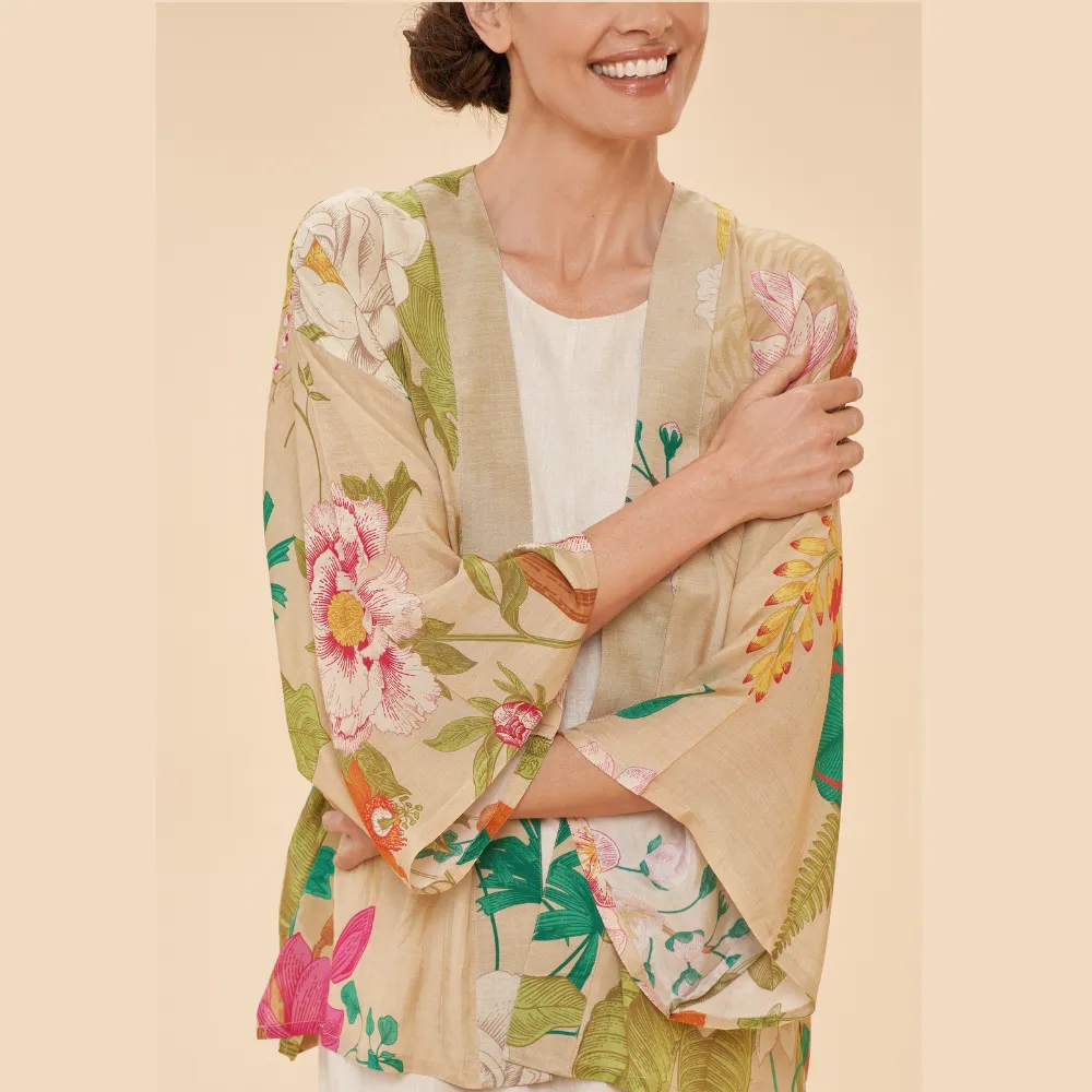 Ladies Kimono Jacket Tropical Flora & Fauna By Powder Design SS24