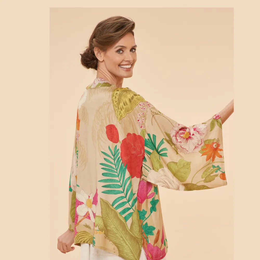 Ladies Kimono Jacket Tropical Flora & Fauna By Powder Design SS24