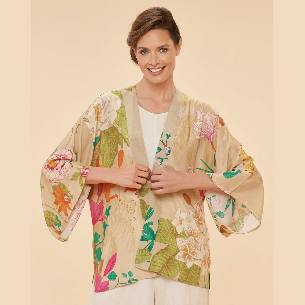 Ladies Kimono Jacket Tropical Flora & Fauna By Powder Design SS24