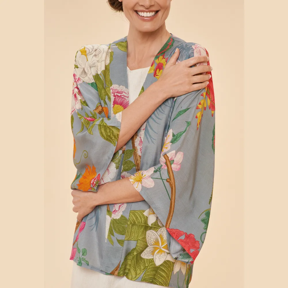 Ladies Kimono Jacket Tropical Flora & Fauna By Powder Design SS24