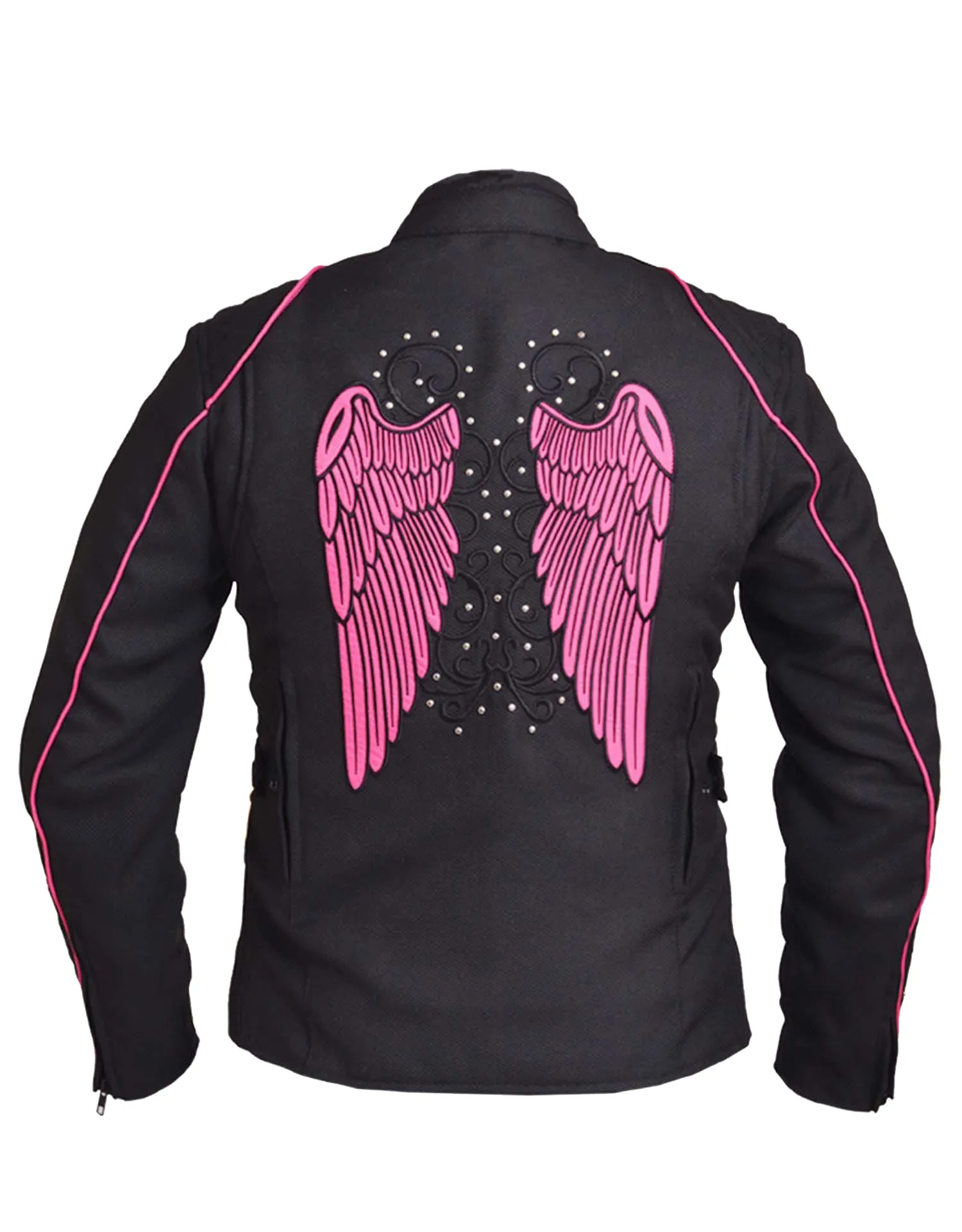 Ladies Revolution Gear Motorcycle Nylon Textile Jacket with wing design on back