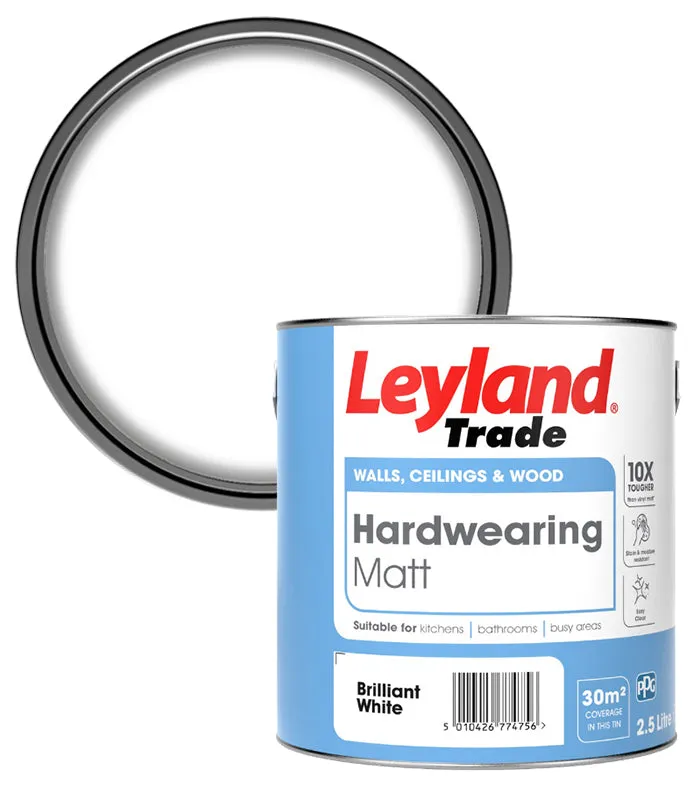 Leyland Trade Hardwearing Matt Paint - Brilliant White