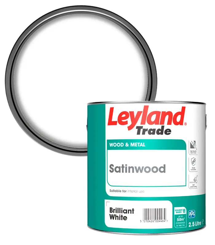 Leyland Trade Satinwood Paint - Brilliant White