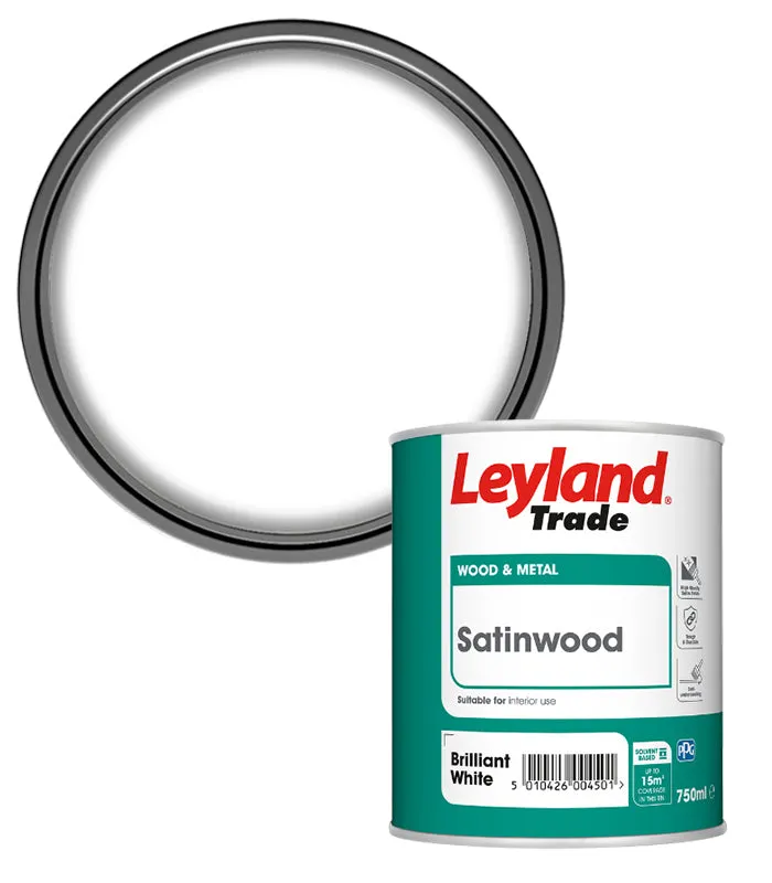 Leyland Trade Satinwood Paint - Brilliant White