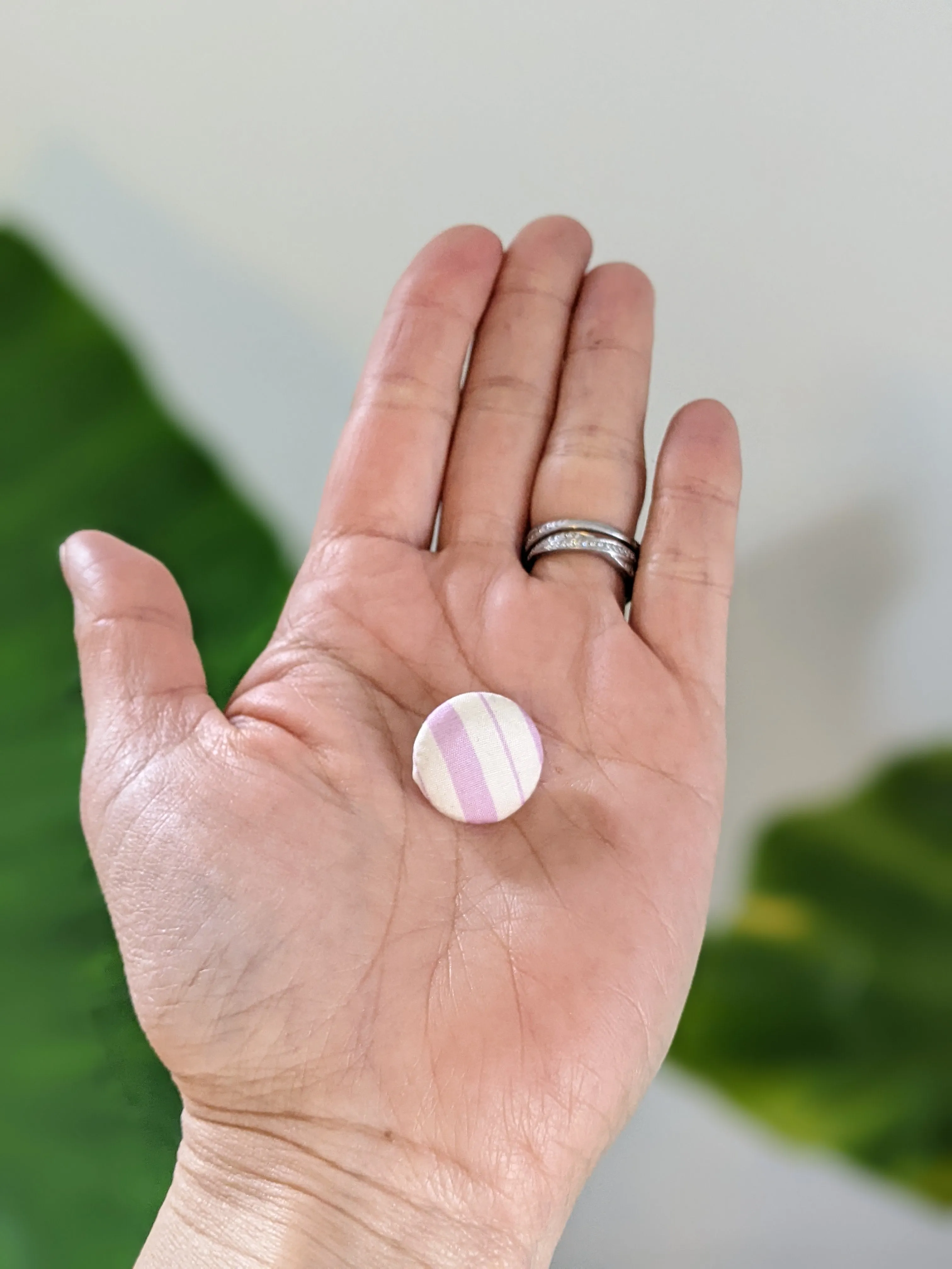 Light Purple Stripe Button Earring