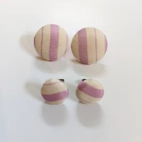 Light Purple Stripe Button Earring