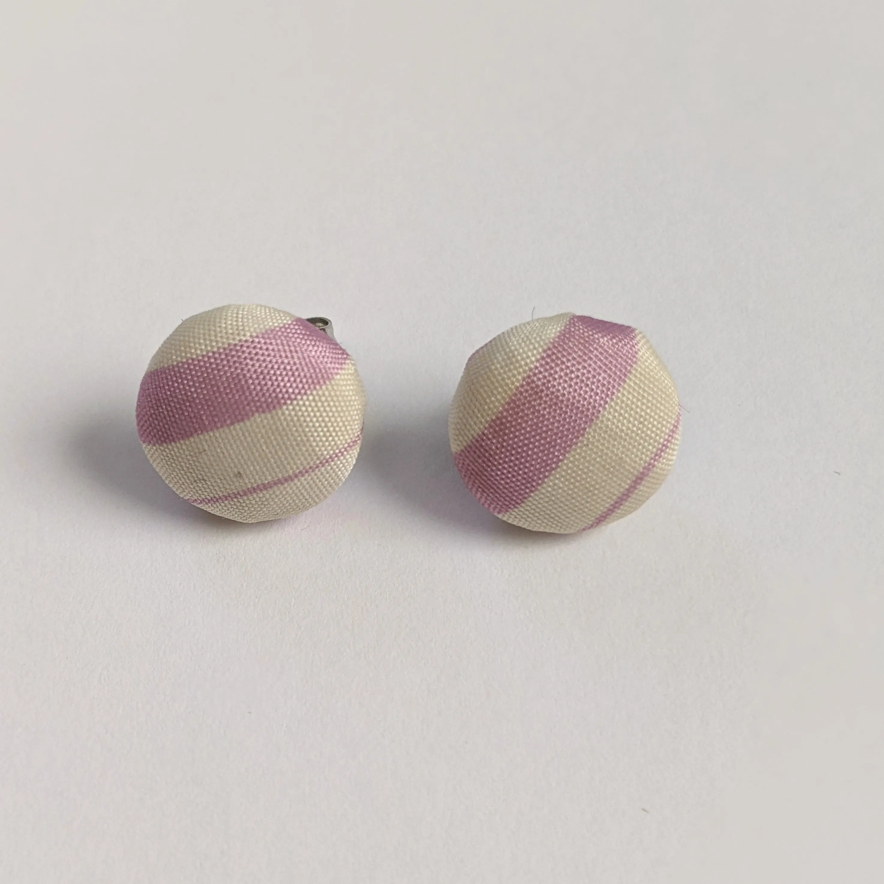 Light Purple Stripe Button Earring