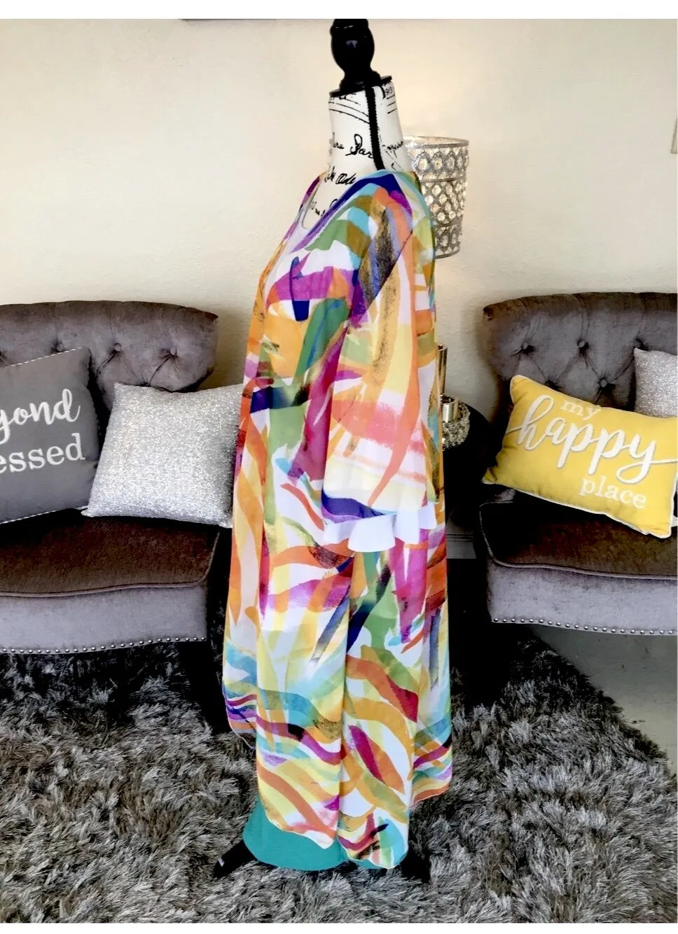 Long Artistic Multi Color Kimono/Duster