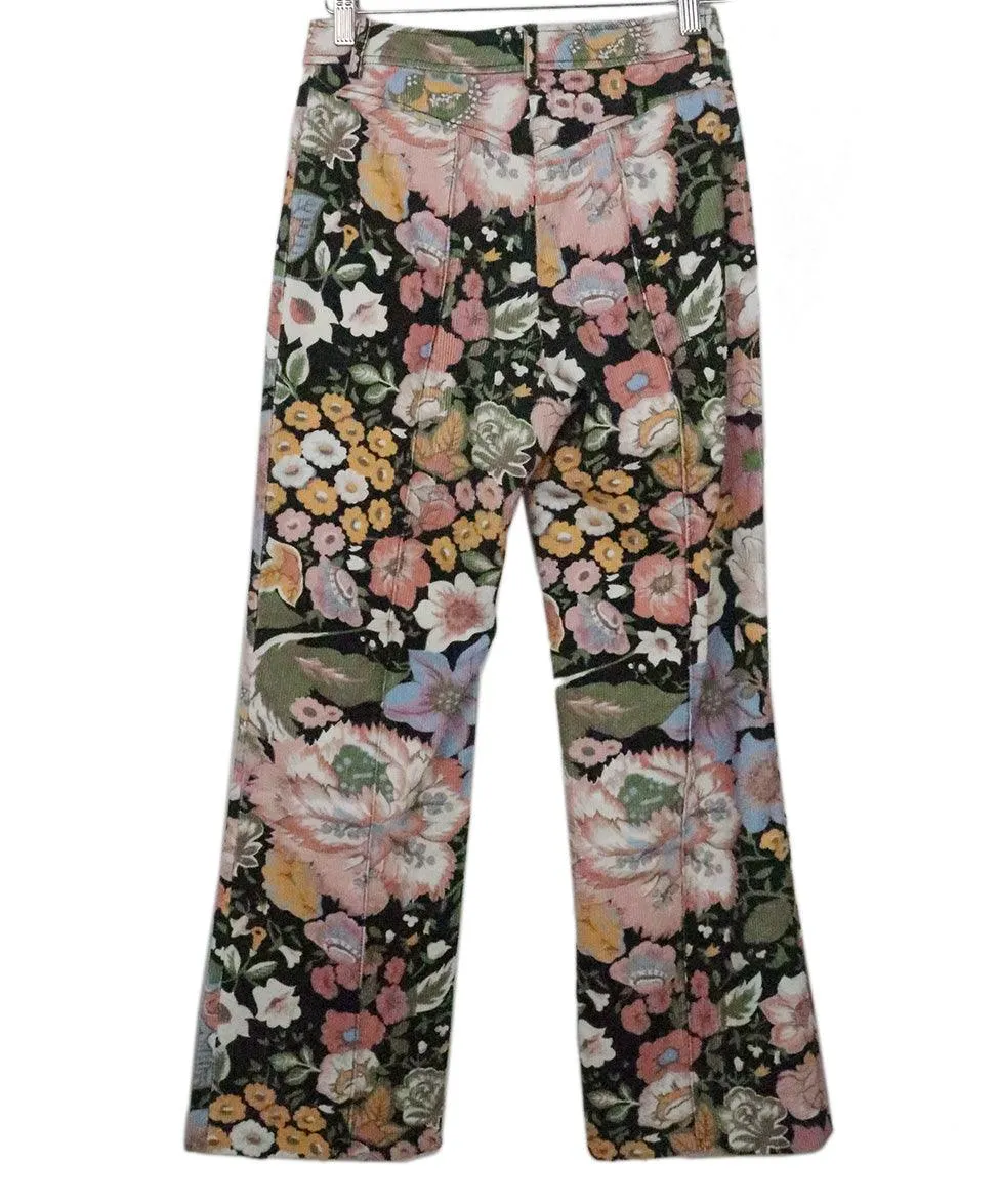 Manoush Black Floral Corduroy Pants sz 4