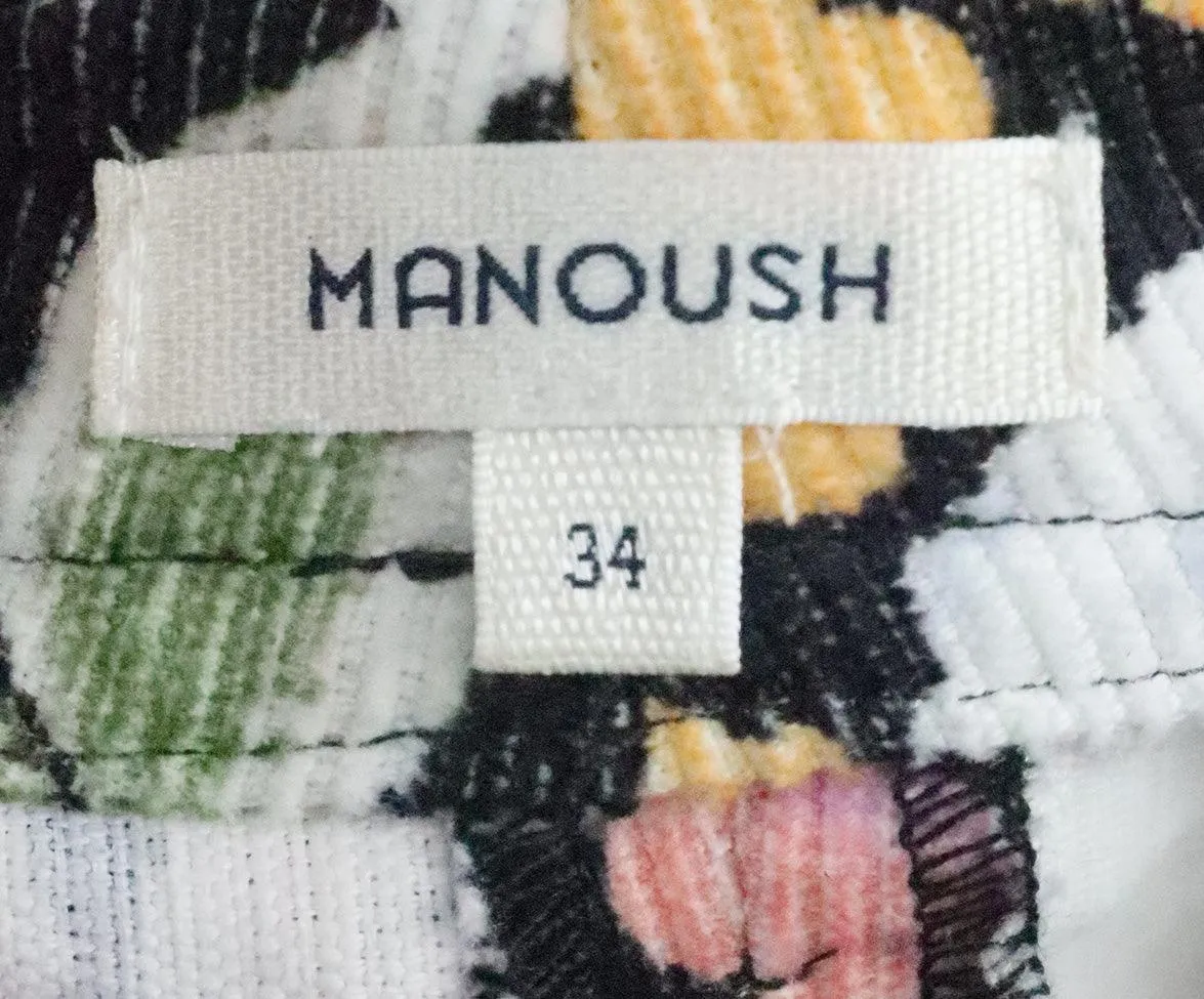 Manoush Black Floral Corduroy Pants sz 4