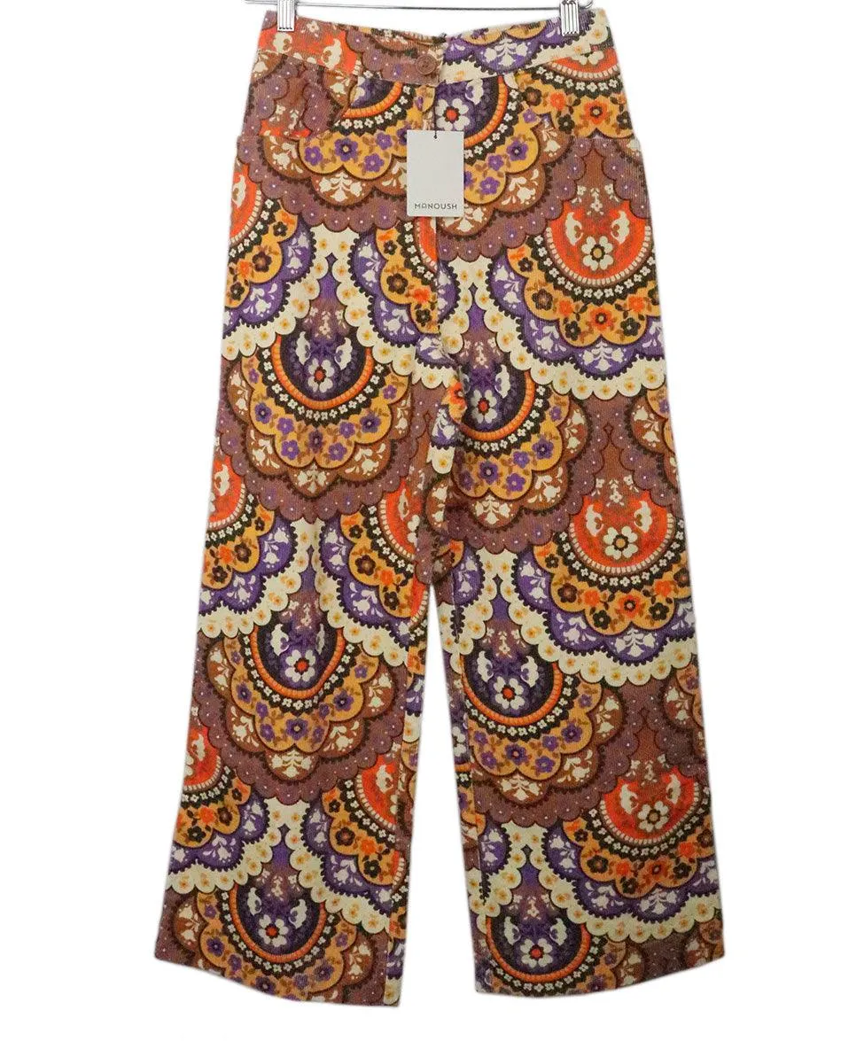 Manoush Orange & Purple Corduroy Pants sz 4