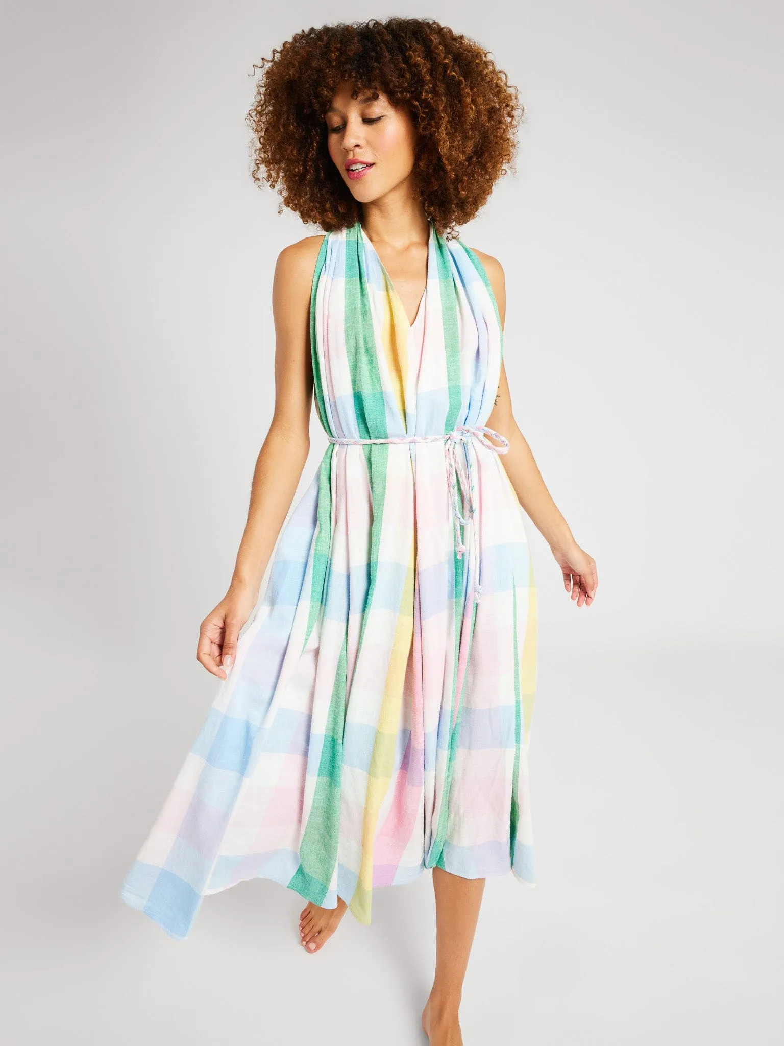 Marilyn Dress in Pastel Plaid