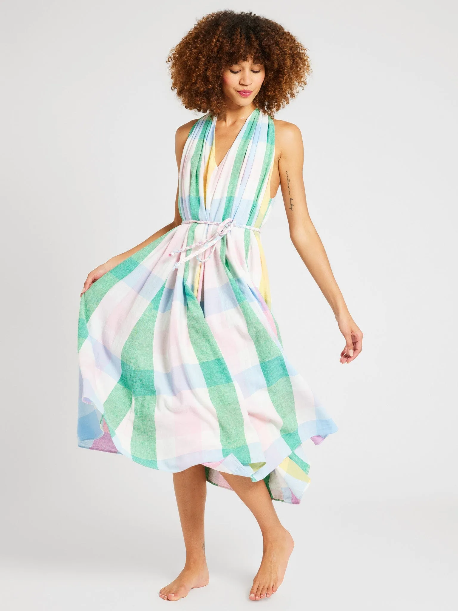 Marilyn Dress in Pastel Plaid