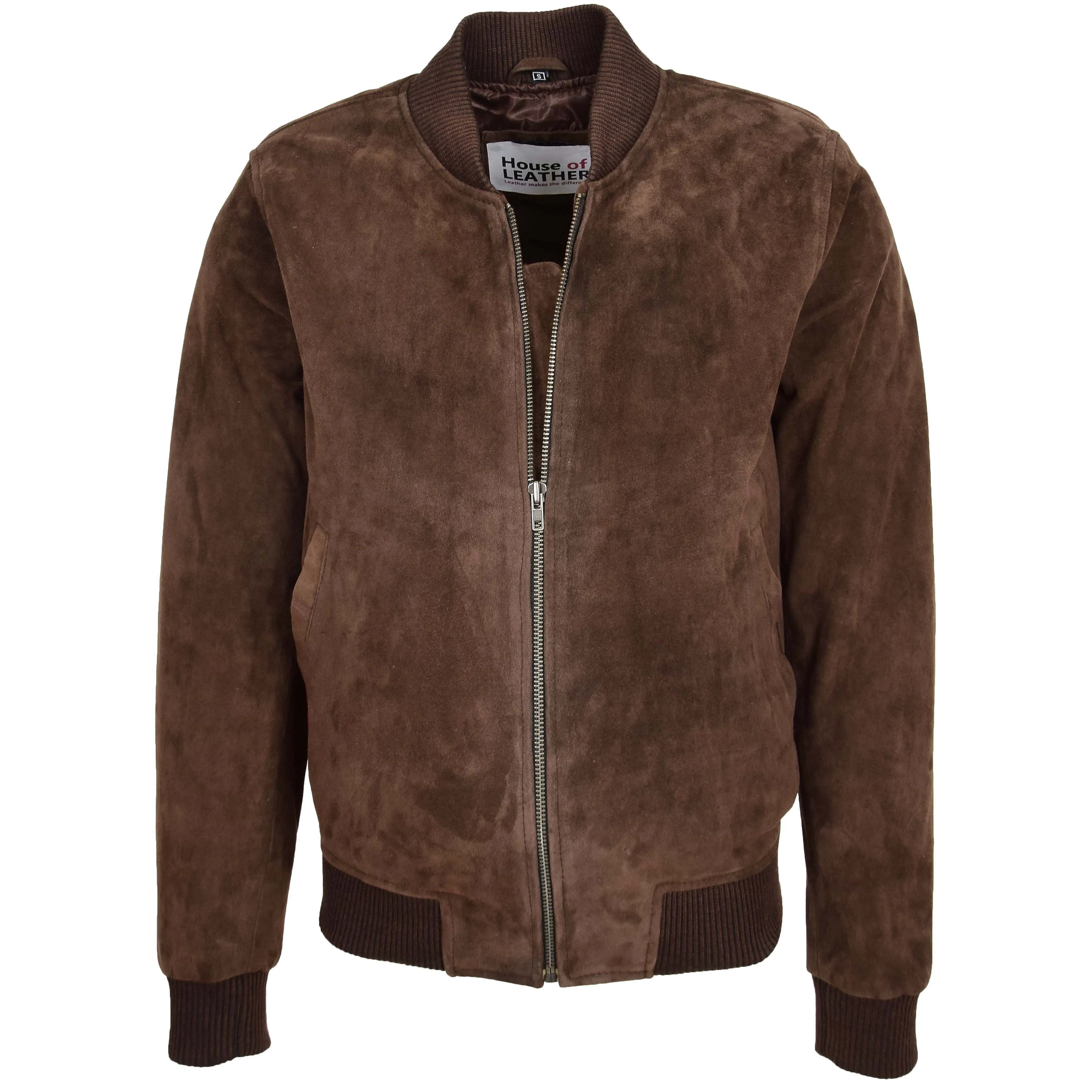 Mens Suede MA-1 Bomber Jacket Trevor Brown