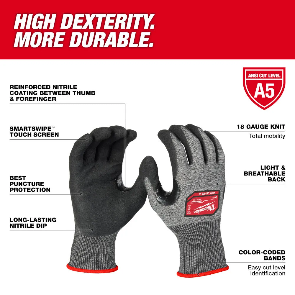 Milwaukee 48-73-7153 Cut Level 5 High-Dexterity Nitrile Dipped Gloves - XL