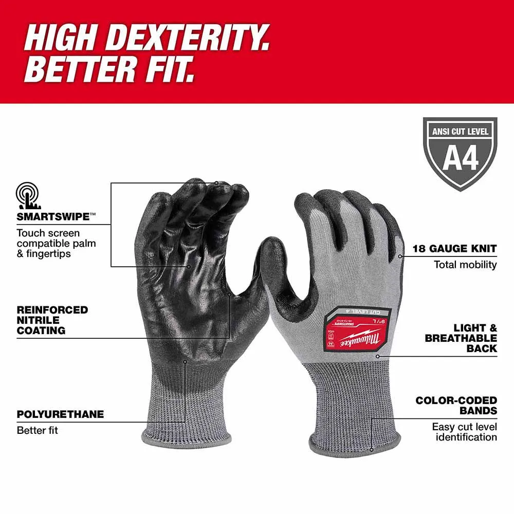 Milwaukee 48-73-8742 High Dexterity A4 Polyurethane Dipped Gloves - Large