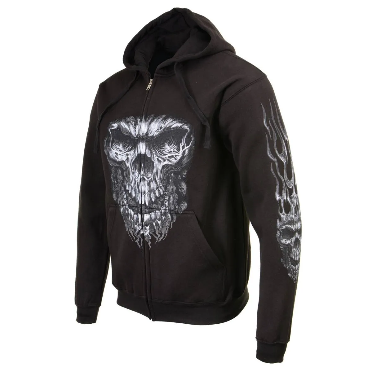 Milwaukee Leather MPMH118002 Men’s ‘Shredder Skull’ Black Hoodie with Zipper Closure