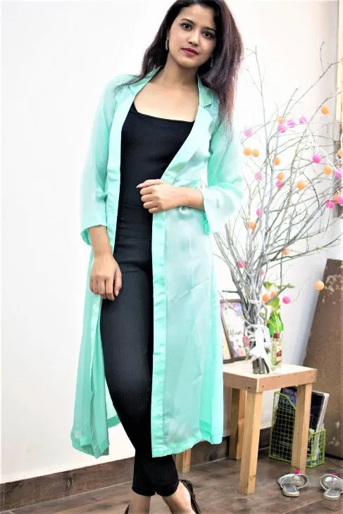 Mint Georgette Satin Overlay