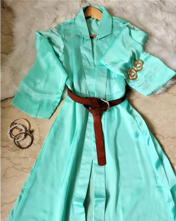 Mint Georgette Satin Overlay