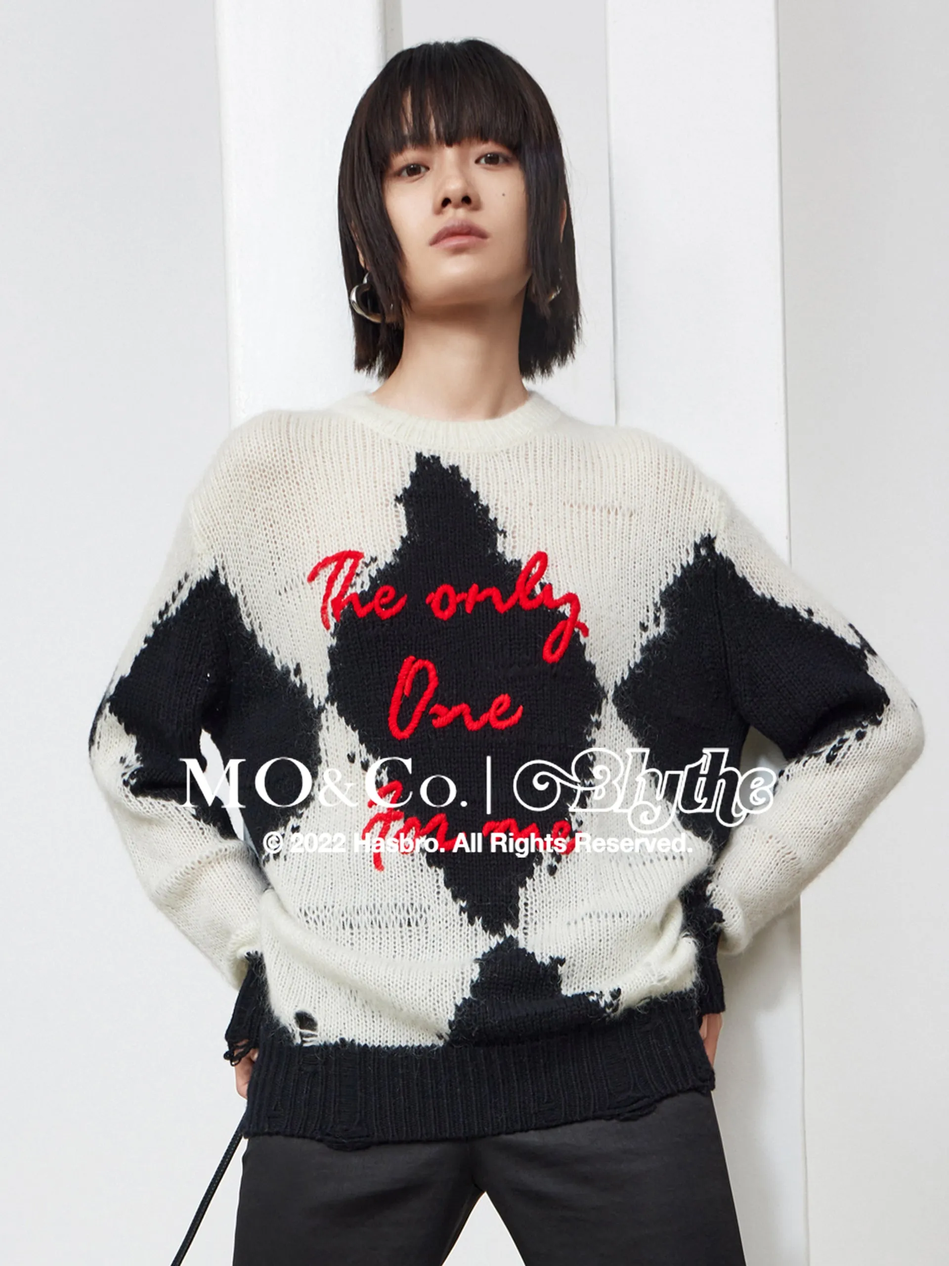 MO&Co.｜Blythe Collaboration Wool Letter Pattern Sweater