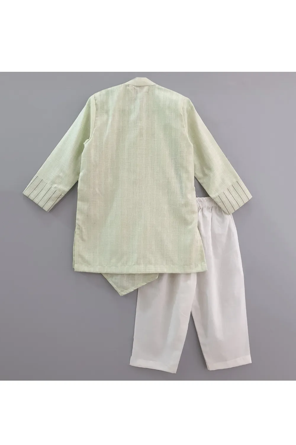 Mock jacket overlapping asymmetrical kurta with pyjama