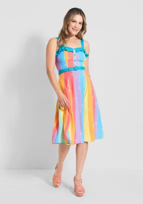 ModCloth x Collectif Rainbow Dream Lover Swing Dress