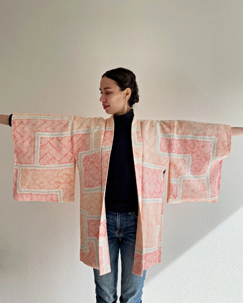 Modern Pastel Shibori Haori Kimono Jacket