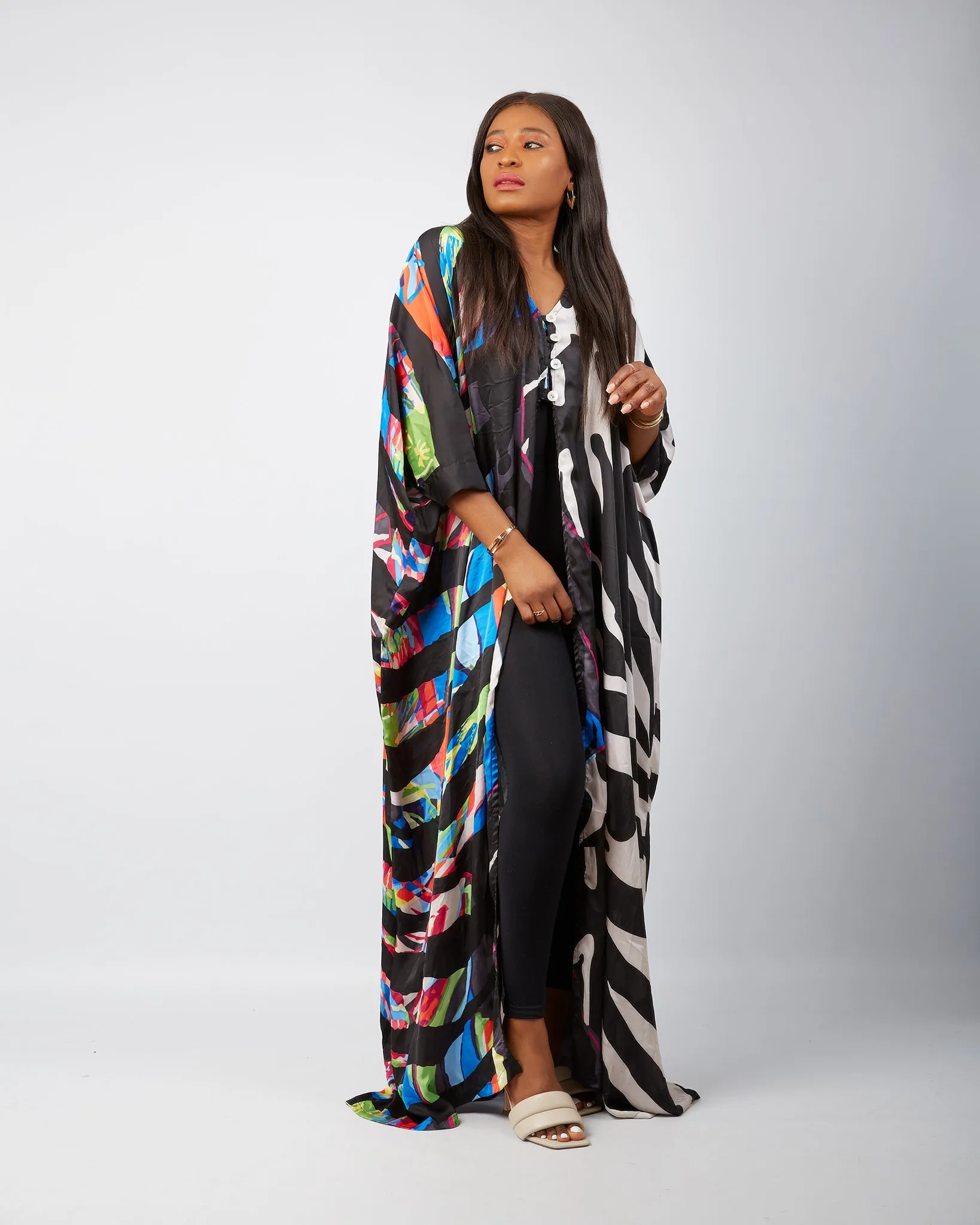 New in African Print Silk Kimono - Chetachi