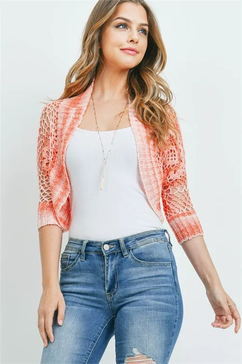 Orange Crocheted Lace Bolero Shrug