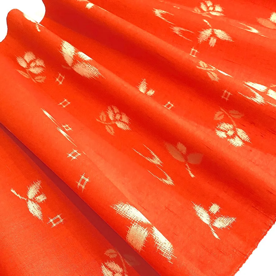 Orange Wool "Ikat" Vintage Kimono Print from Japan, By the Yard #718