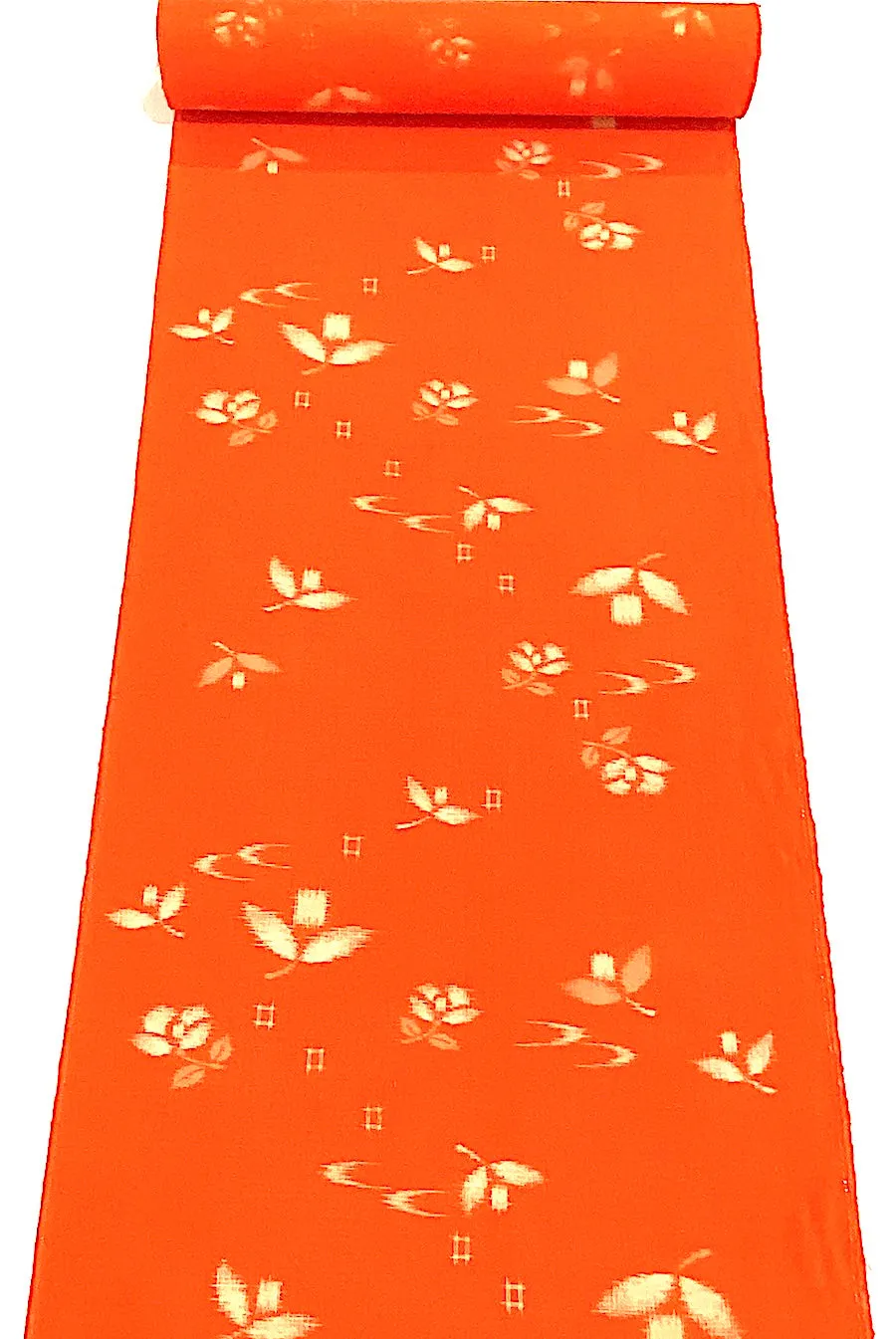 Orange Wool "Ikat" Vintage Kimono Print from Japan, By the Yard #718