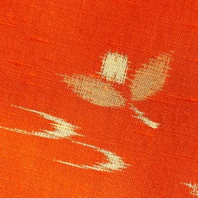 Orange Wool "Ikat" Vintage Kimono Print from Japan, By the Yard #718