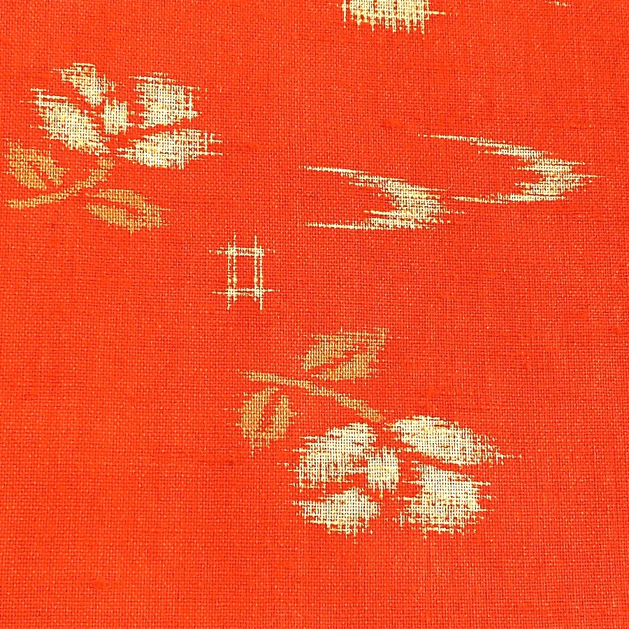 Orange Wool "Ikat" Vintage Kimono Print from Japan, By the Yard #718