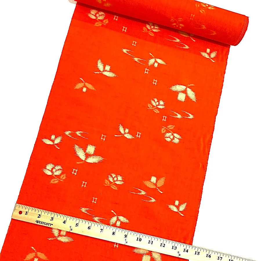 Orange Wool "Ikat" Vintage Kimono Print from Japan, By the Yard #718