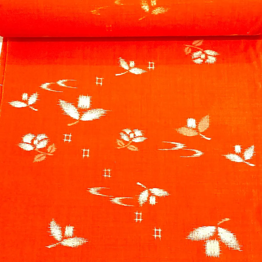 Orange Wool "Ikat" Vintage Kimono Print from Japan, By the Yard #718