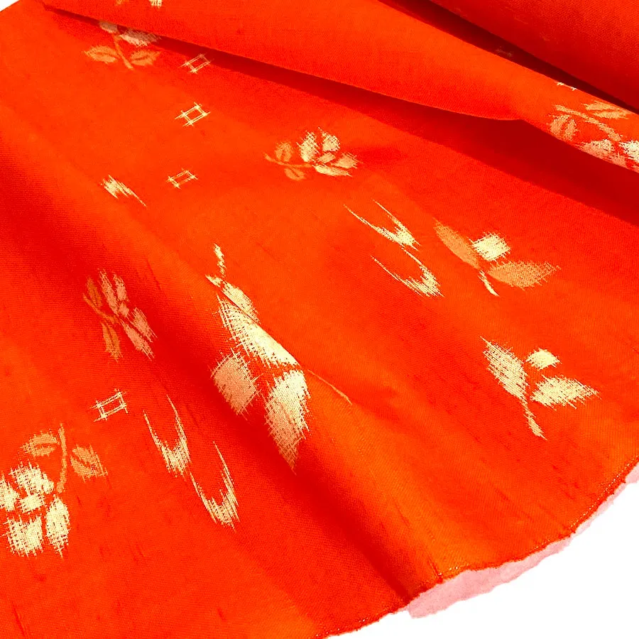 Orange Wool "Ikat" Vintage Kimono Print from Japan, By the Yard #718