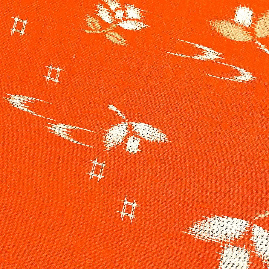 Orange Wool "Ikat" Vintage Kimono Print from Japan, By the Yard #718