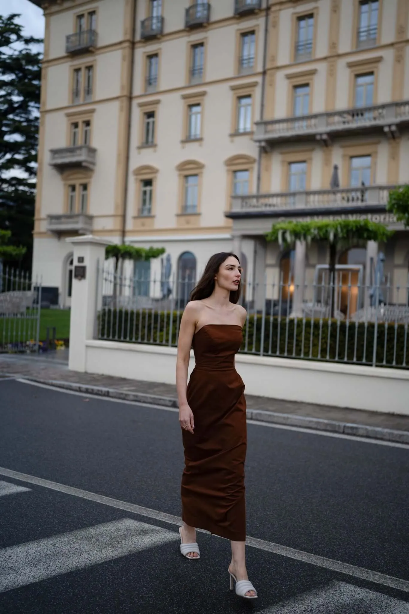 Organic Cotton Strapless Midi Dress in Rich Chocolate