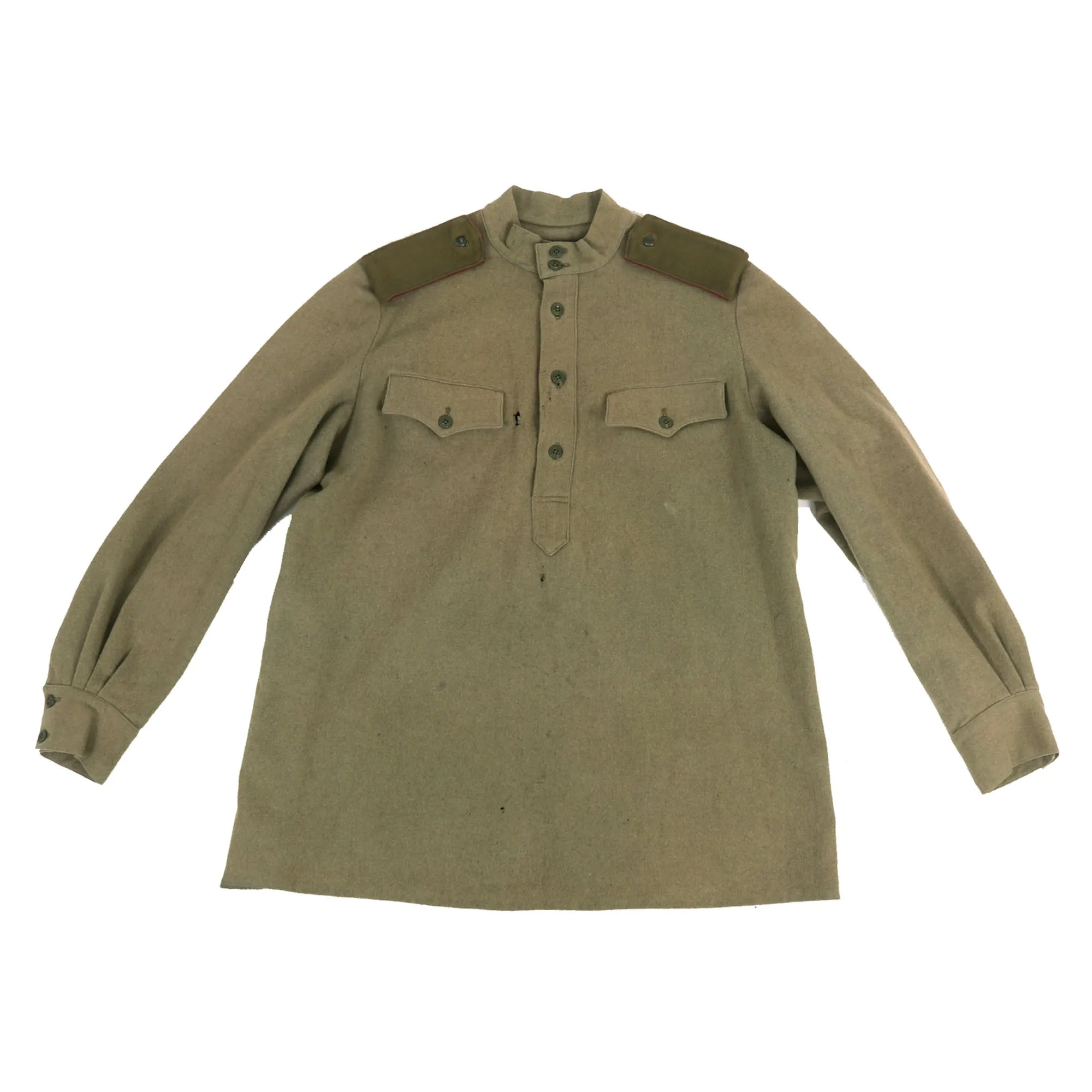 Original Soviet WWII M1943 Uniform Gymnastyorka Blouse Made from U.S. Lend-Lease Wool - Infantry Shoulder Boards