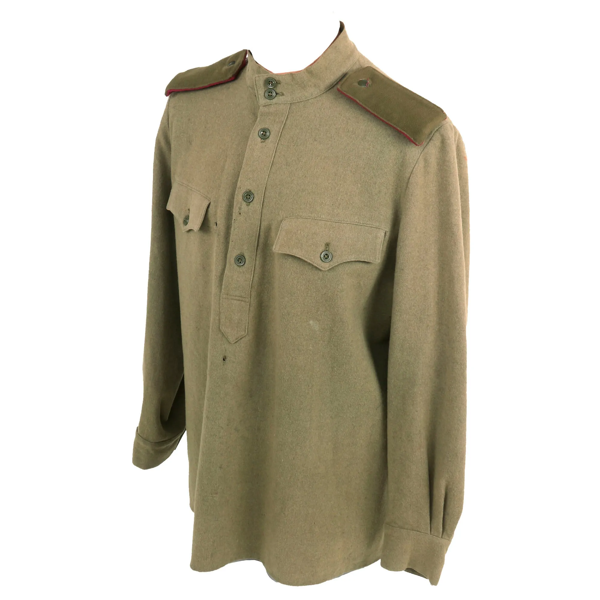 Original Soviet WWII M1943 Uniform Gymnastyorka Blouse Made from U.S. Lend-Lease Wool - Infantry Shoulder Boards