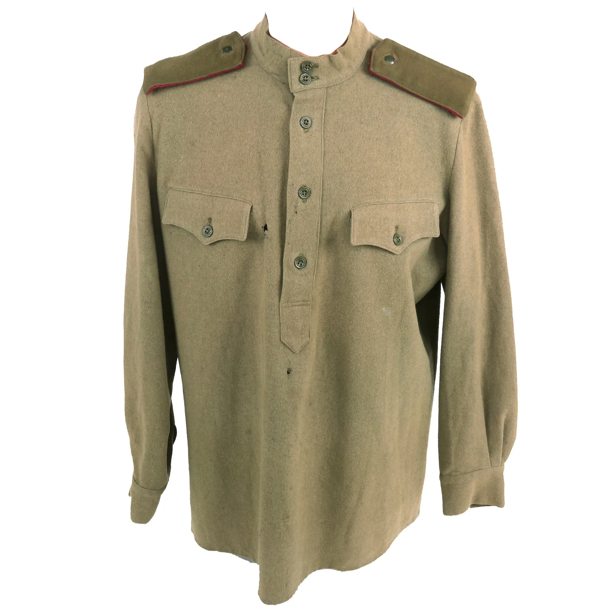 Original Soviet WWII M1943 Uniform Gymnastyorka Blouse Made from U.S. Lend-Lease Wool - Infantry Shoulder Boards