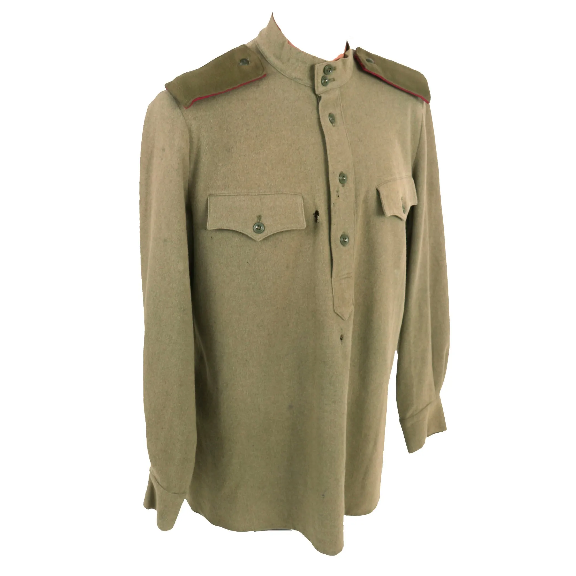 Original Soviet WWII M1943 Uniform Gymnastyorka Blouse Made from U.S. Lend-Lease Wool - Infantry Shoulder Boards