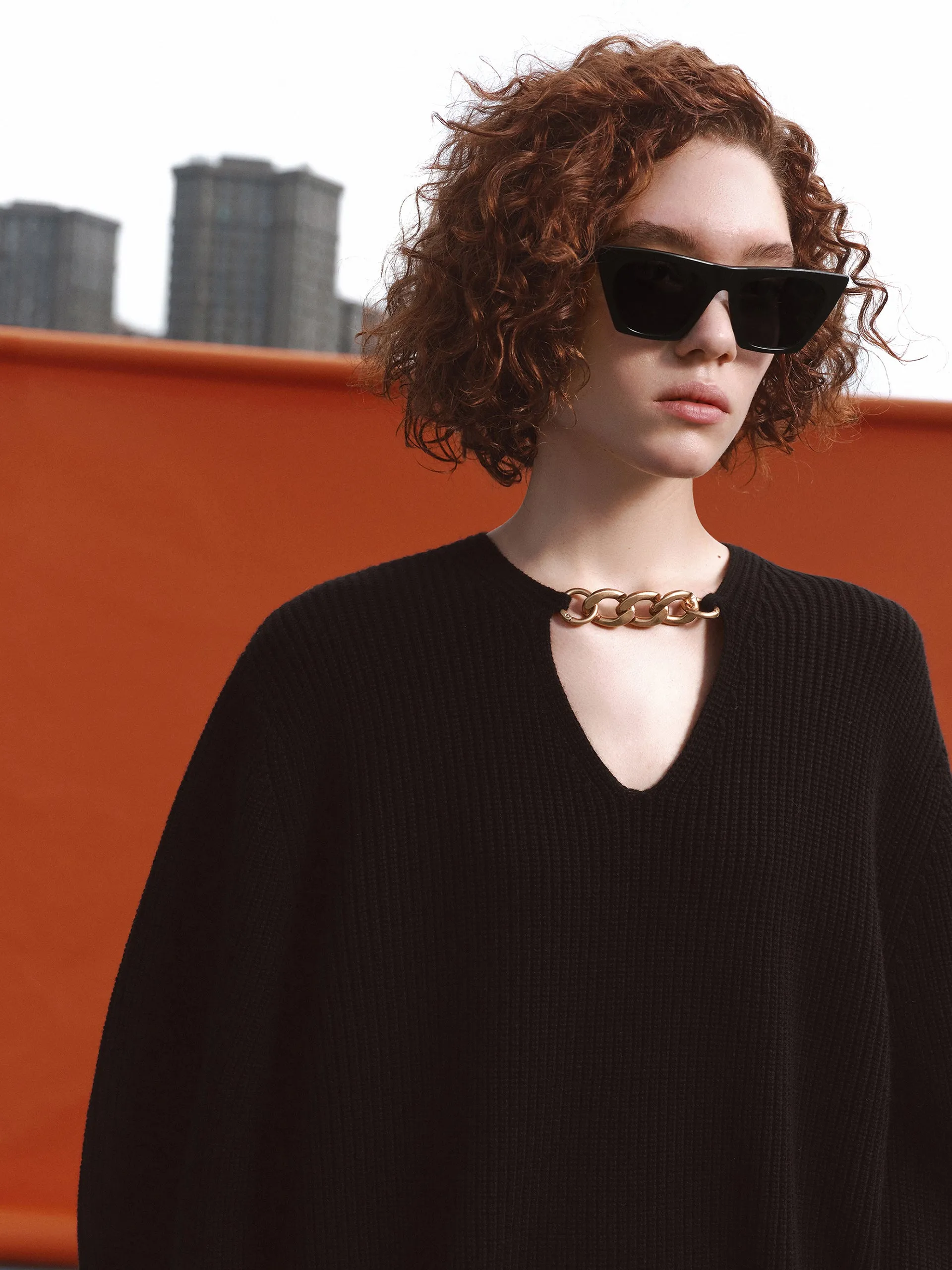 Oversize Chain Knitted Wool Sweater