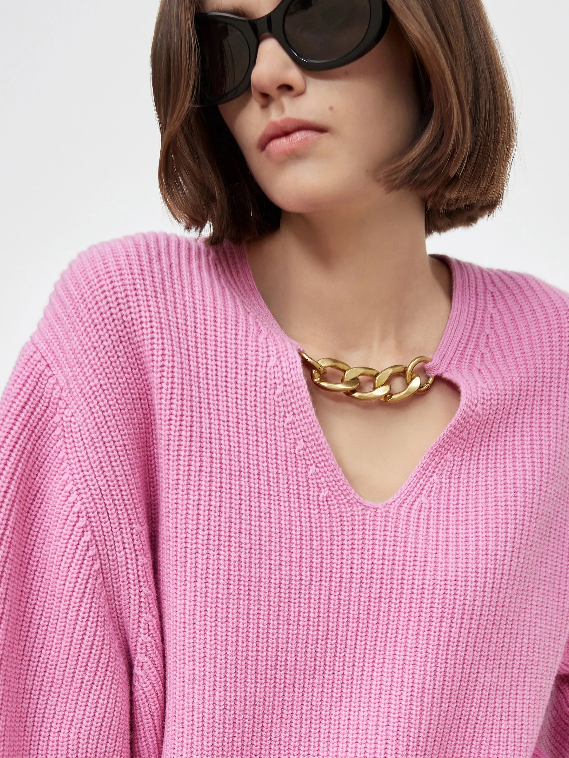 Oversize Chain Knitted Wool Sweater